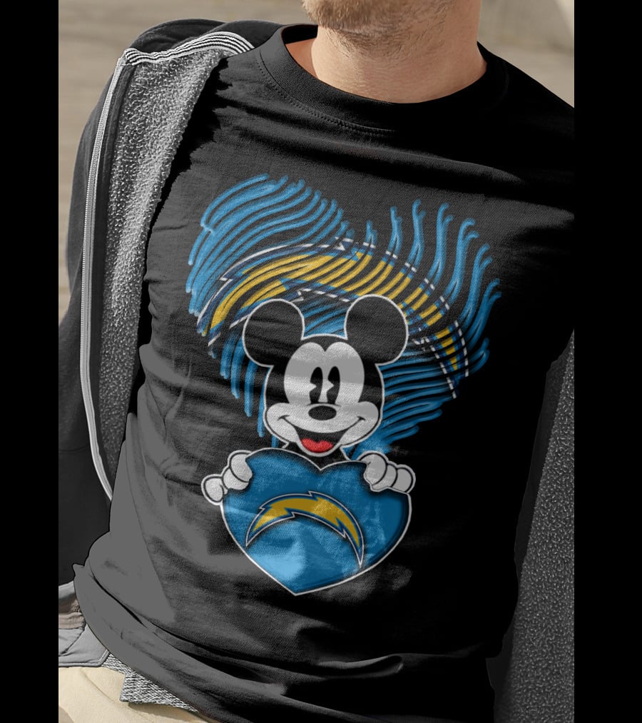 Mick Mouse Los Angeles Chargers Heart T-Shirt