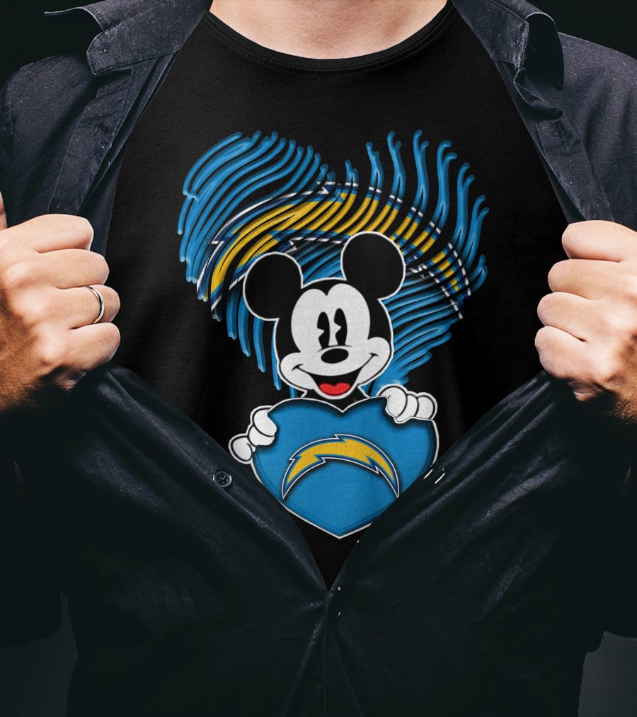 Mick Mouse Los Angeles Chargers Heart T-Shirt