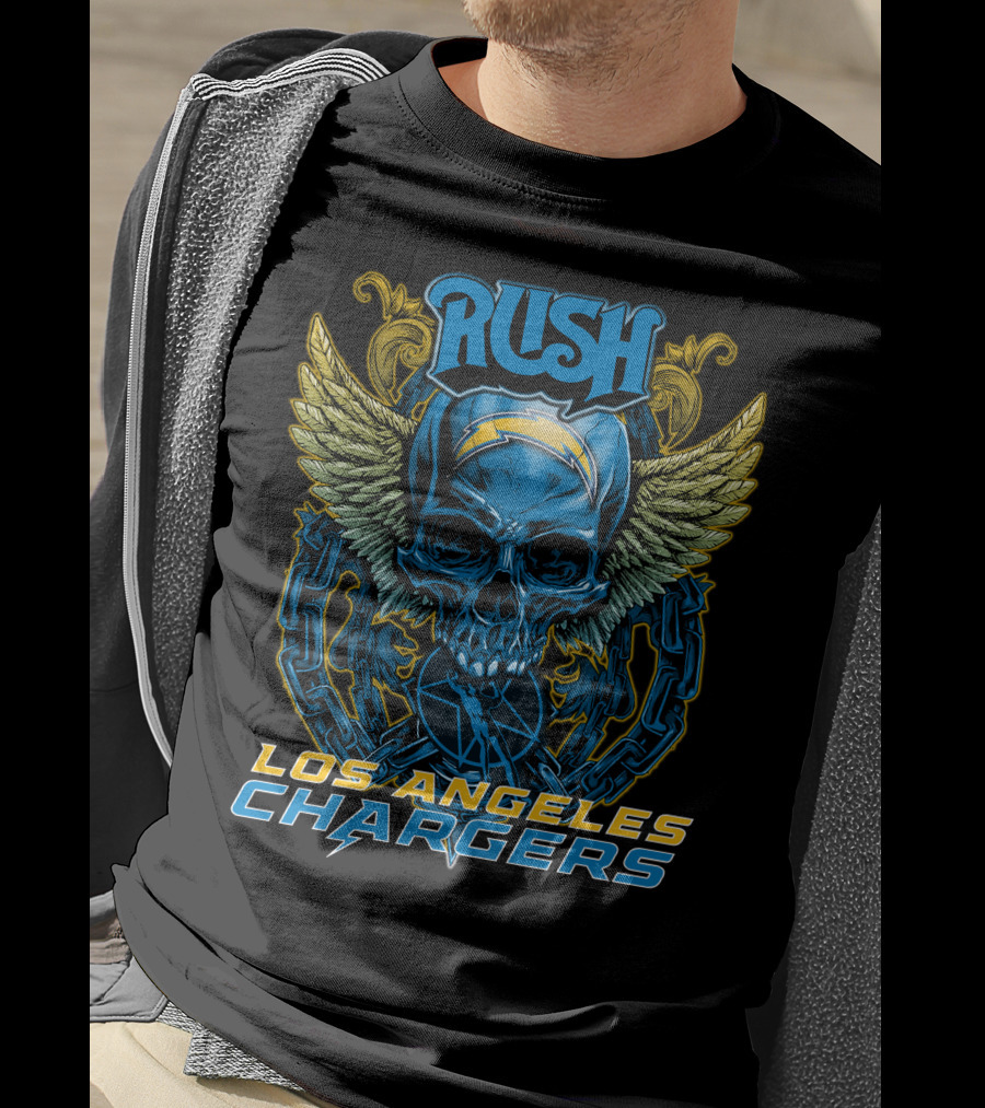 Rush Los Angeles Chargers Skull With Wings T-Shirt