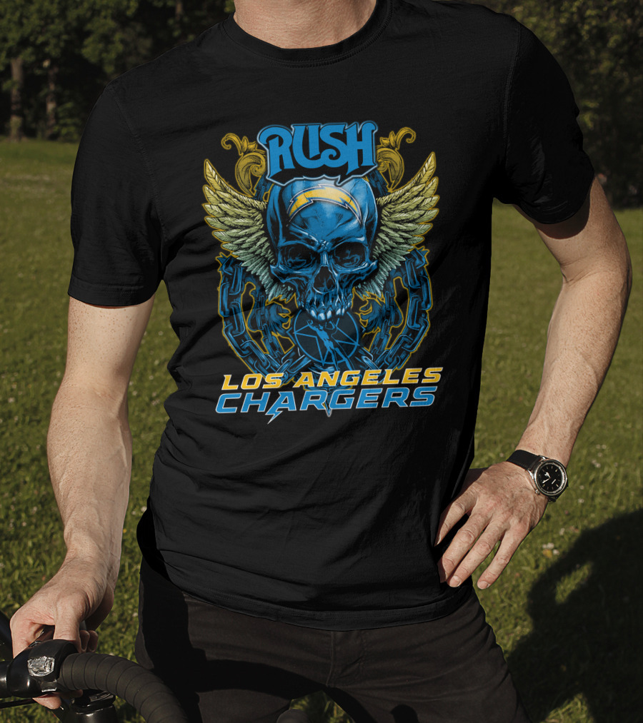 Rush Los Angeles Chargers Skull With Wings T-Shirt