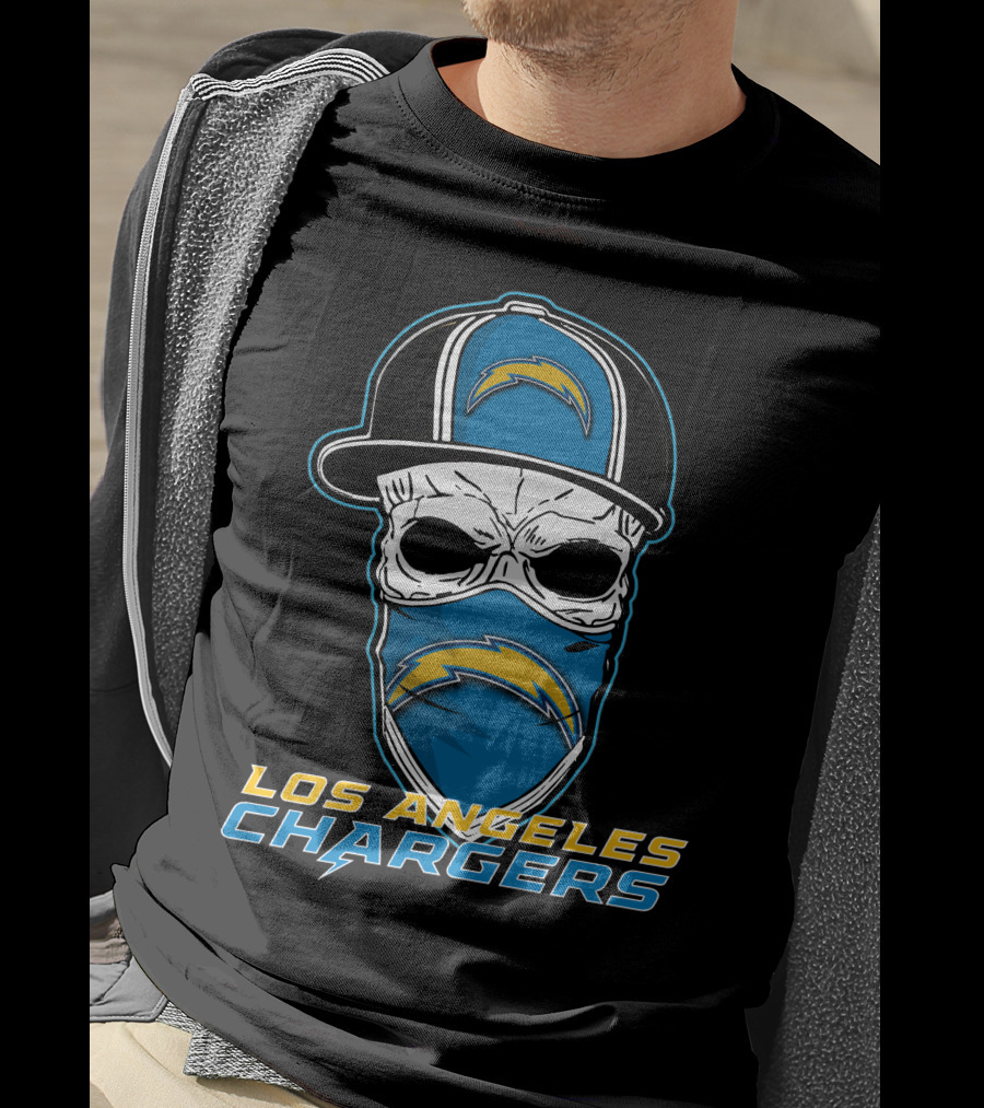 Los Angeles Chargers Skull With Hat T-Shirt