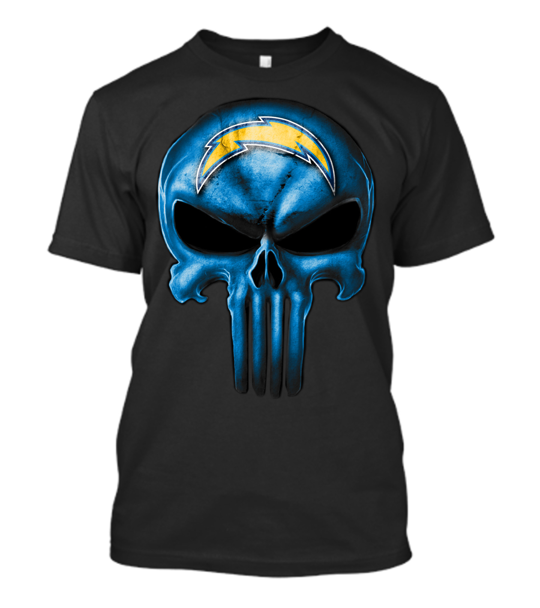 Skull Los Angeles Chargers Blue Punisher T-Shirt