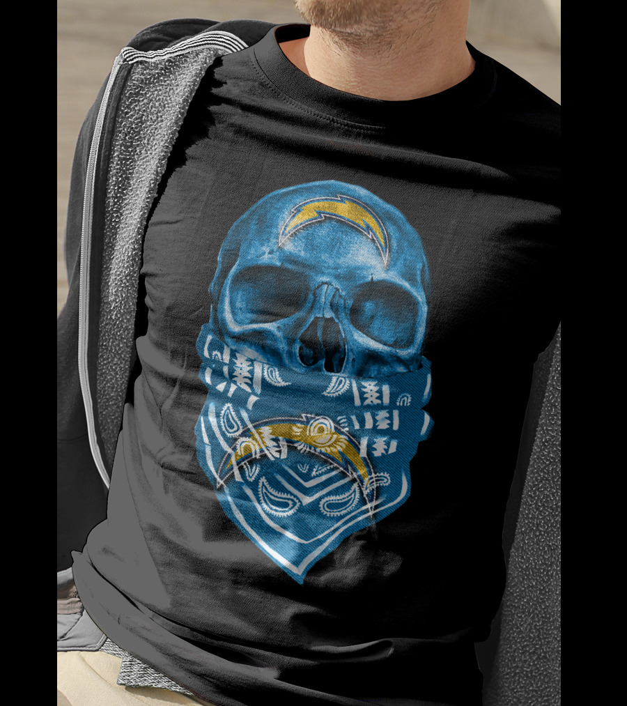 Skull Bandana Los Angeles Chargers T-Shirt