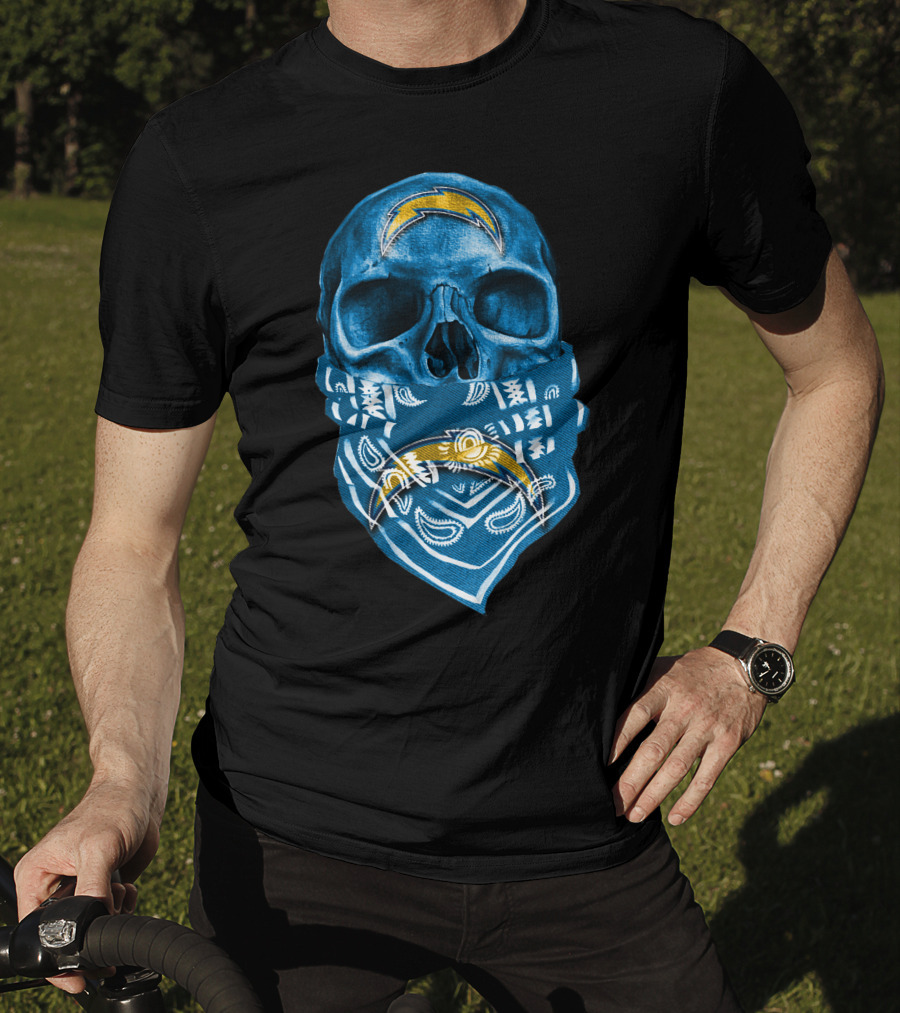 Skull Bandana Los Angeles Chargers T-Shirt