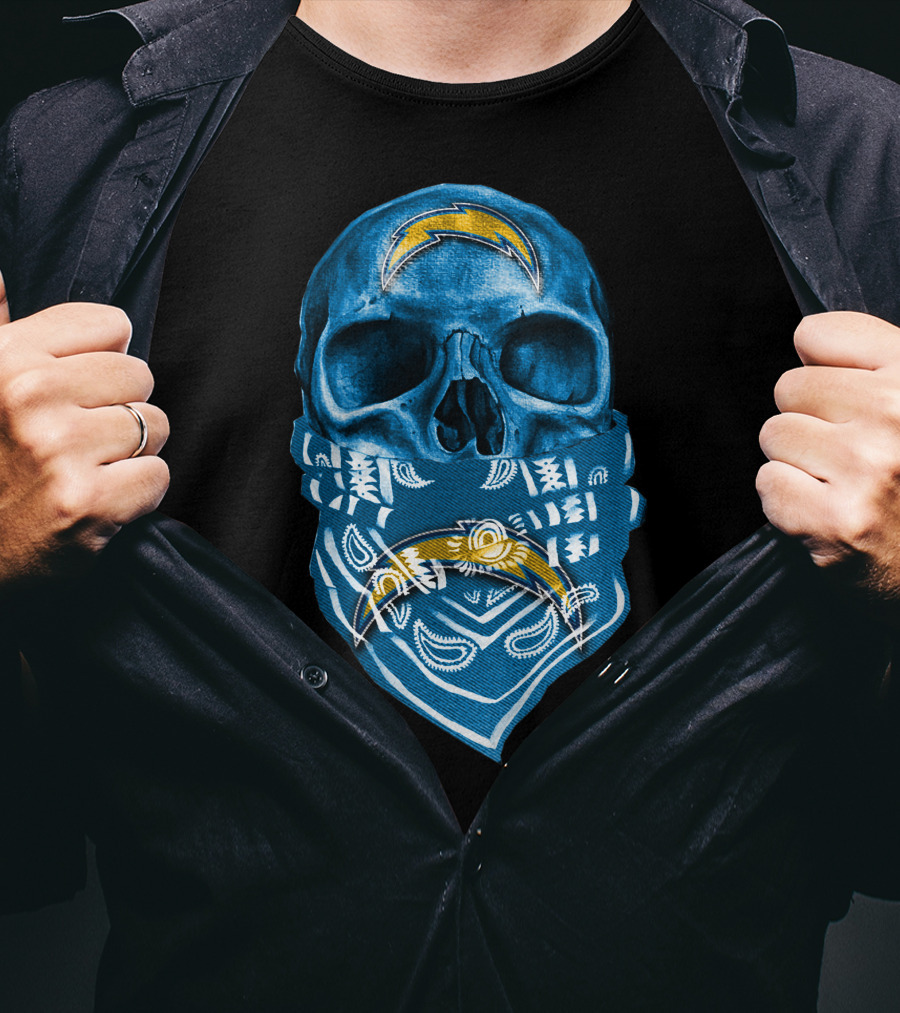 Skull Bandana Los Angeles Chargers T-Shirt