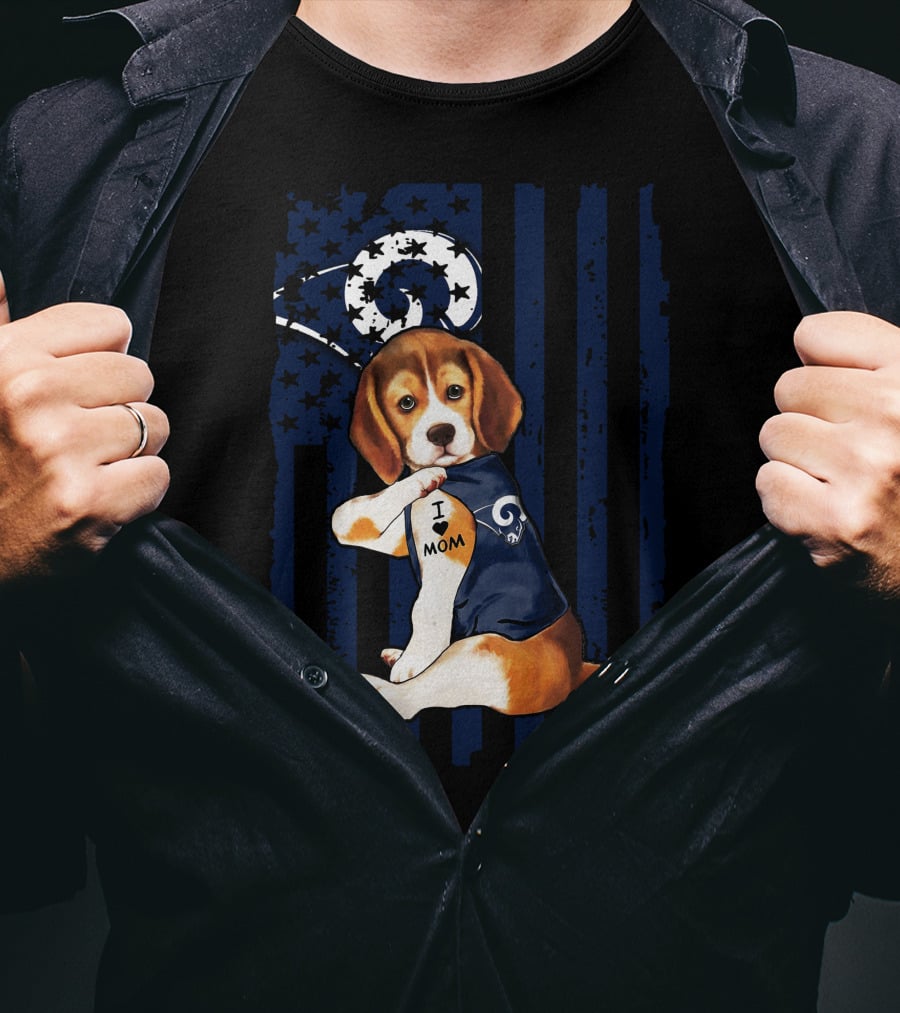 Beagle I Love Mom Los Angeles Rams T-Shirt