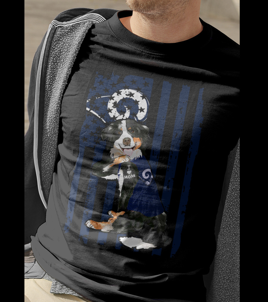 Border Collie I Love Mom Los Angeles Rams T-Shirt