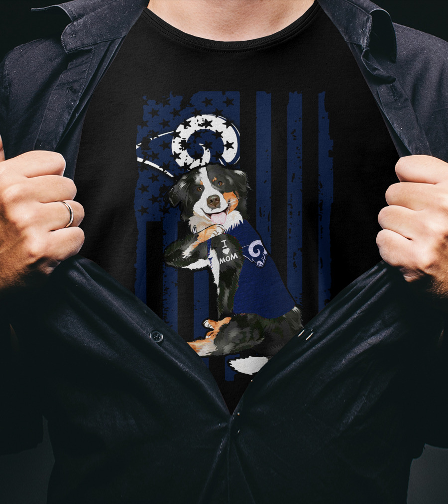 Border Collie I Love Mom Los Angeles Rams T-Shirt