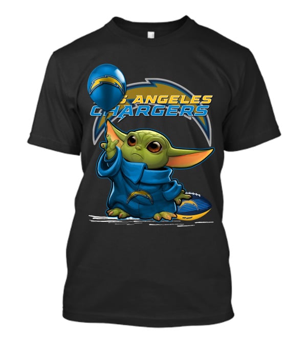 Yoda Los Angeles Chargers Football Balloon Among Stars T-Shirt