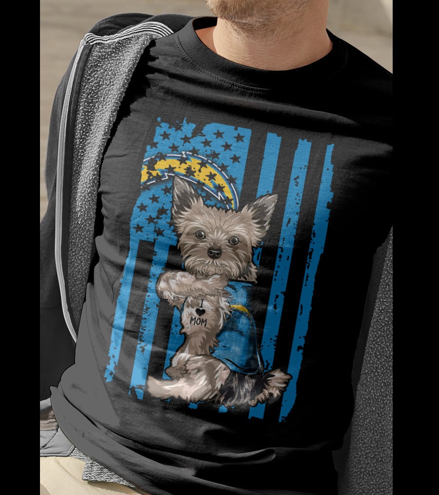 Yorkshire Terrier I Love Mom Los Angeles Chargers T-Shirt