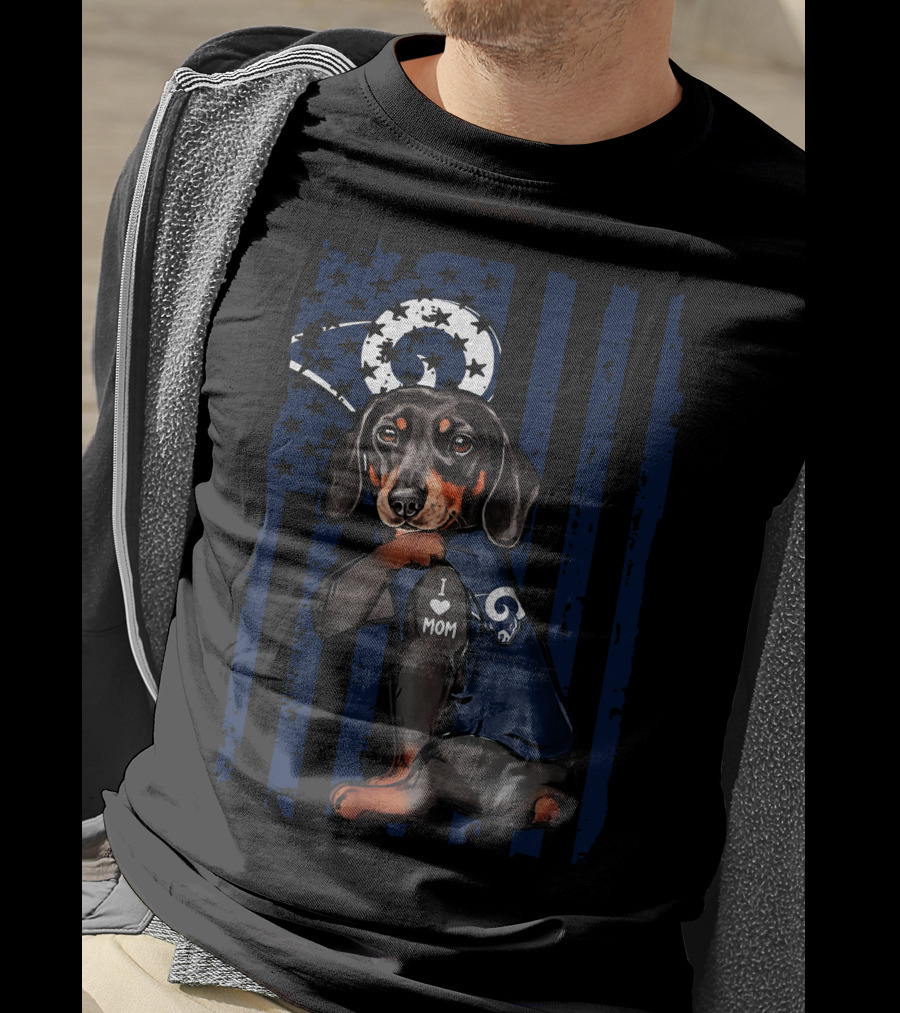 Dachshund I Love Mom Los Angeles Rams T-Shirt
