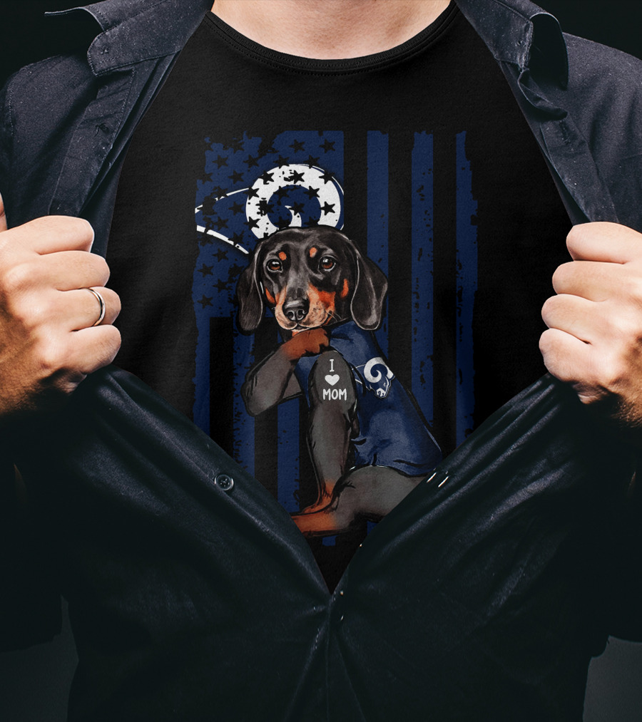 Dachshund I Love Mom Los Angeles Rams T-Shirt