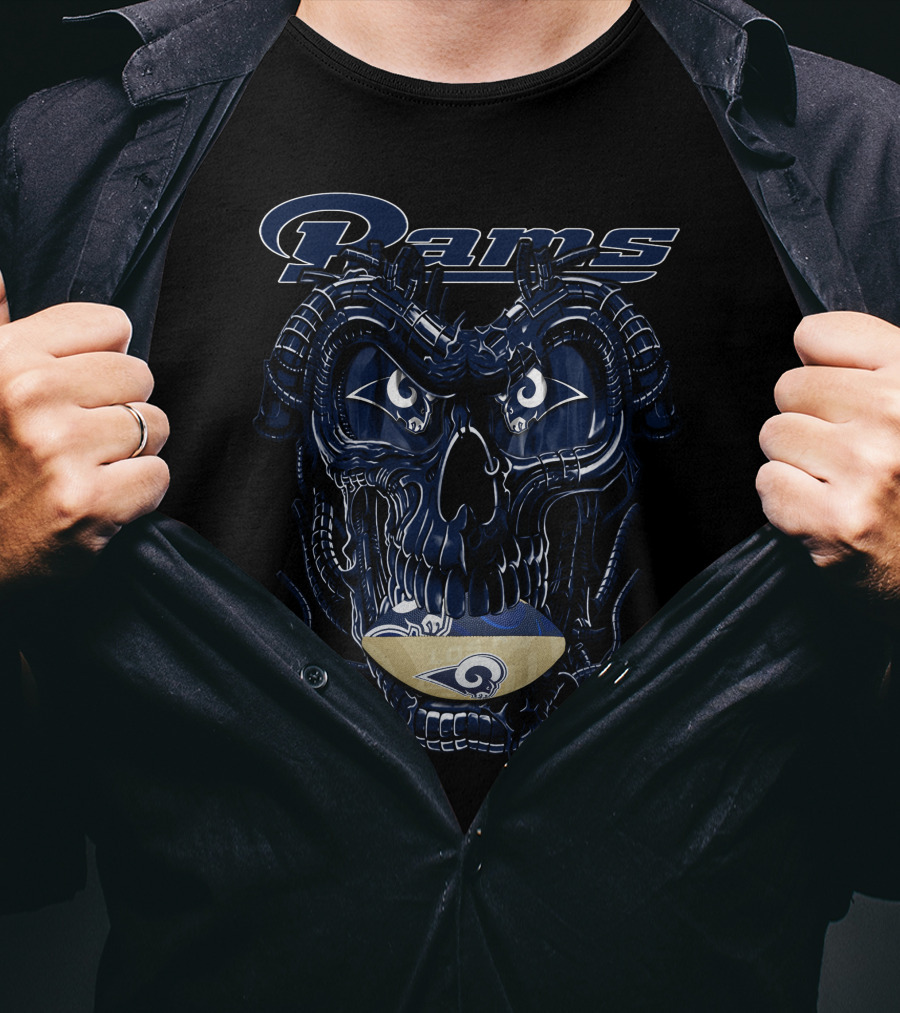 Rams Dragonskull Los Angeles Football Motif T-Shirt