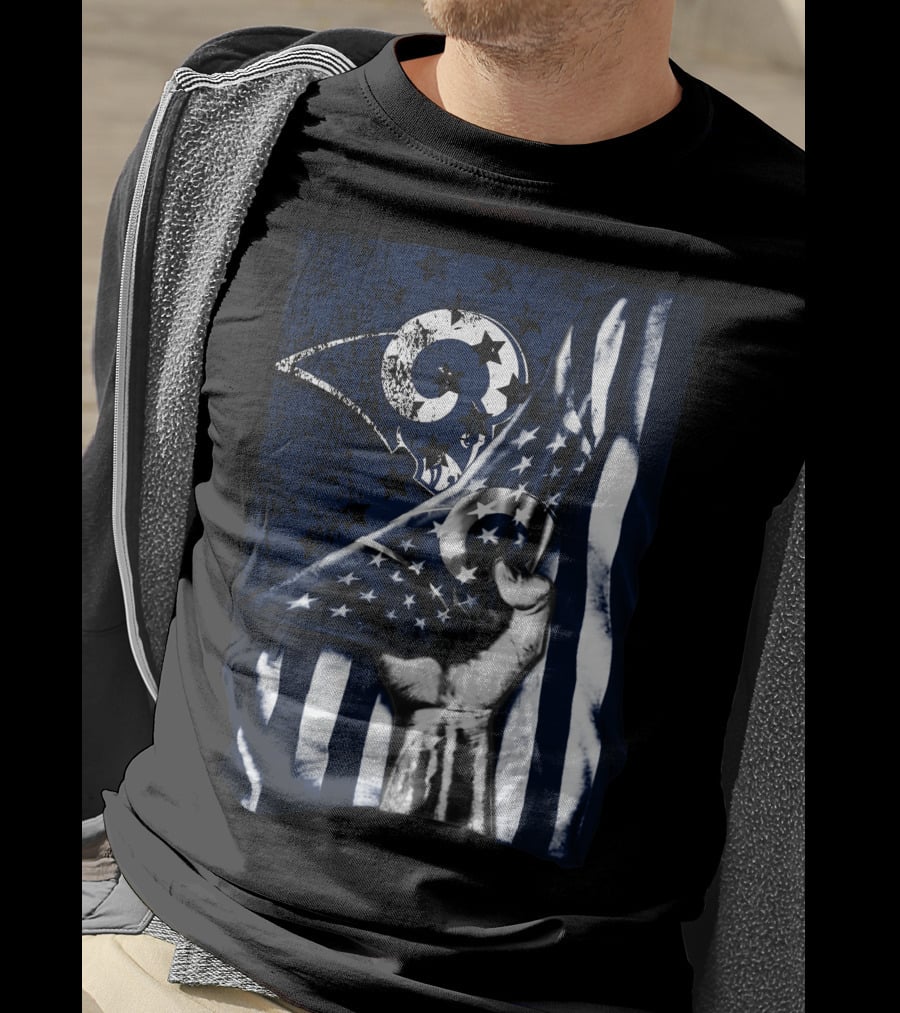 Los Angeles Rams American Flag Stars And Stripes Hand T-Shirt