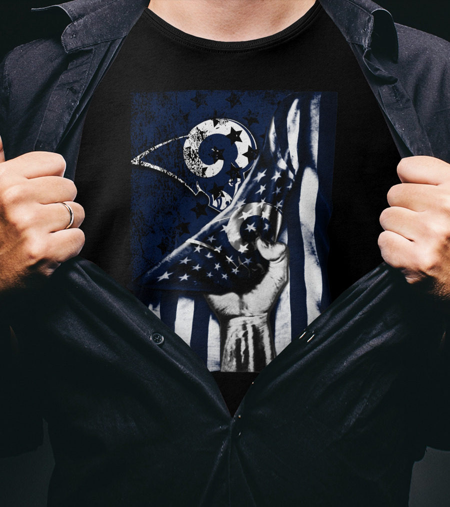 Los Angeles Rams American Flag Stars And Stripes Hand T-Shirt