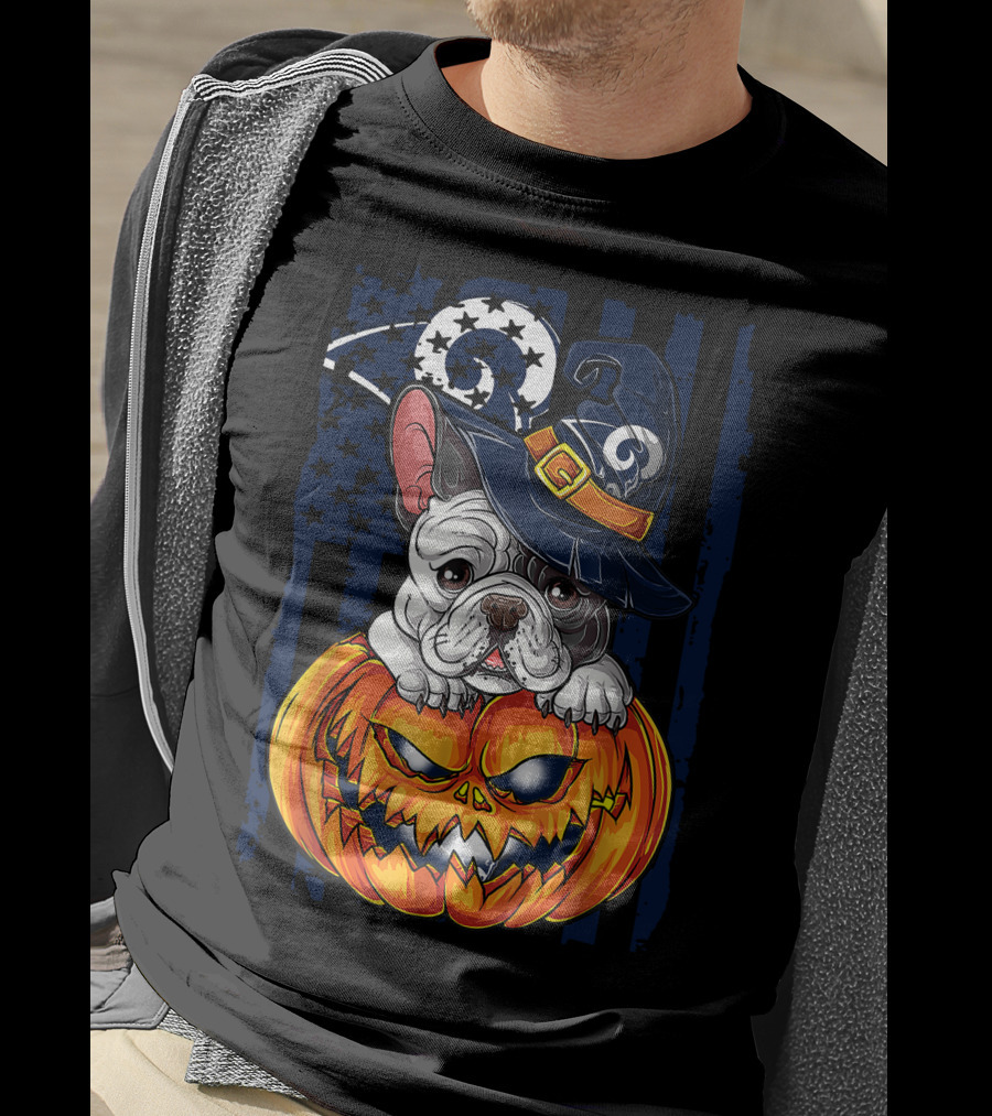 Hlw Bulldog Wizards Hat Pumpkin Los Angeles Rams T-Shirt