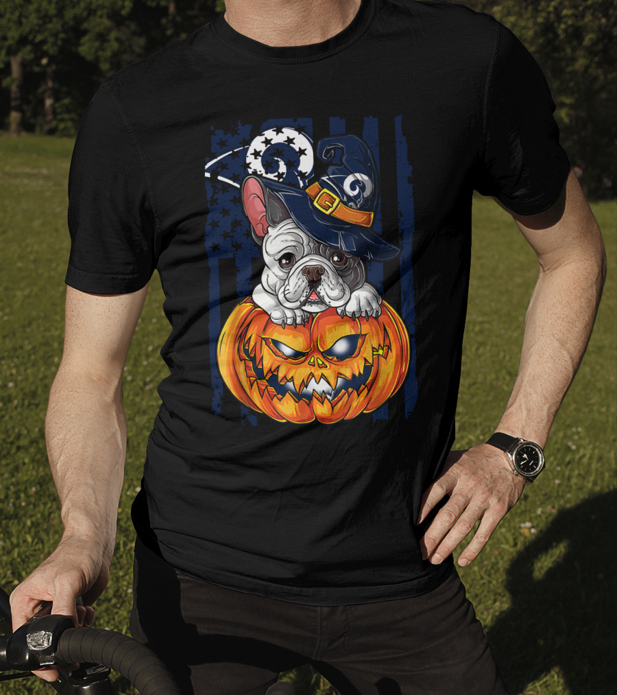 Hlw Bulldog Wizards Hat Pumpkin Los Angeles Rams T-Shirt