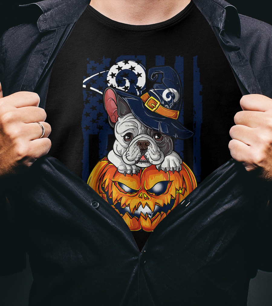 Hlw Bulldog Wizards Hat Pumpkin Los Angeles Rams T-Shirt