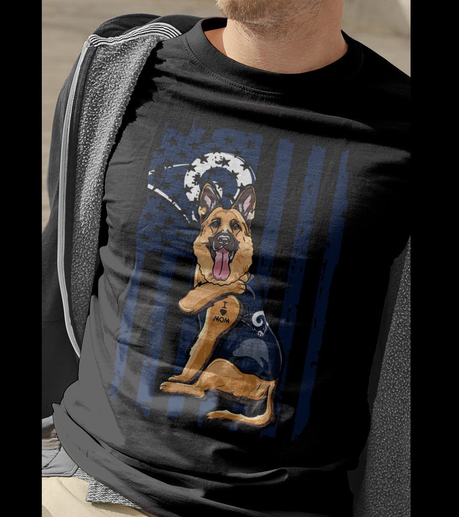 German Shepherd I Love Mom Los Angeles Rams Fan T-Shirt