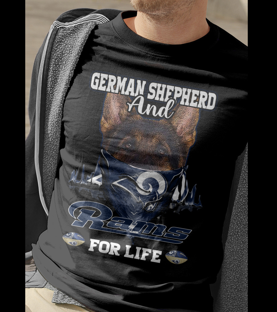German Shepherd And Rams For Life Los Angeles T-Shirt