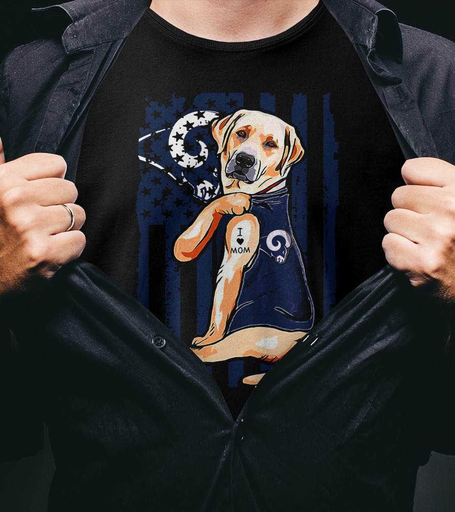 Labrador Retriever I Love Mom Los Angeles Rams Fan T-Shirt