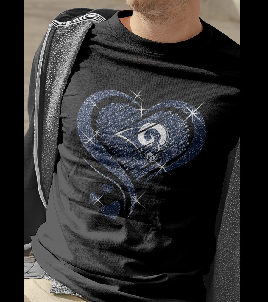 Sparkling Heart Diamond Los Angeles Rams T-Shirt