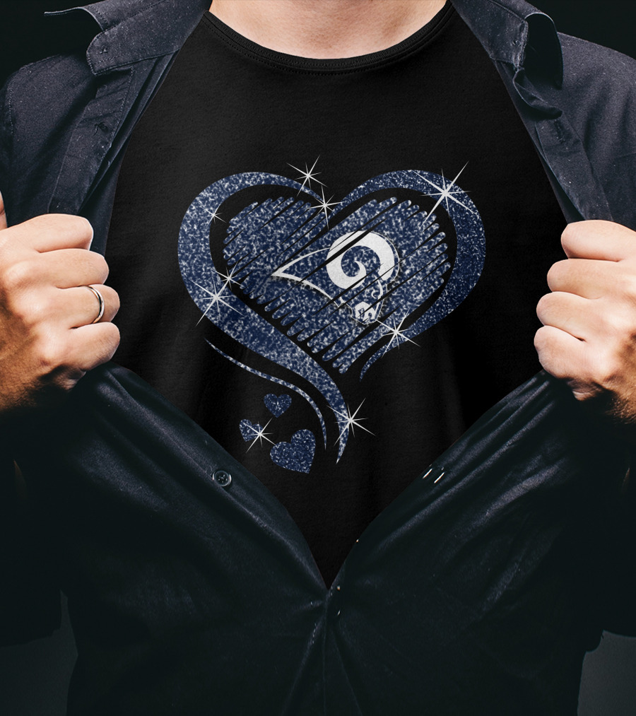 Sparkling Heart Diamond Los Angeles Rams T-Shirt