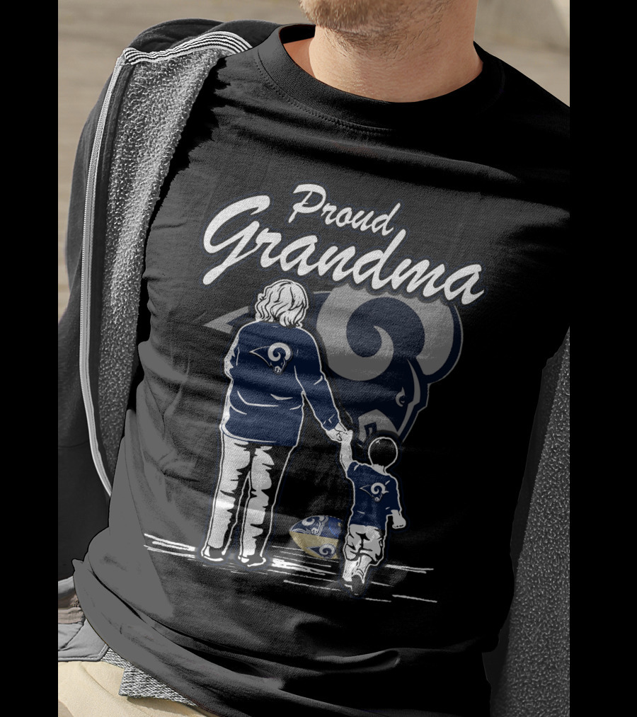 Proud Grandma Los Angeles Rams Football Fan With Child And Team T-Shirt