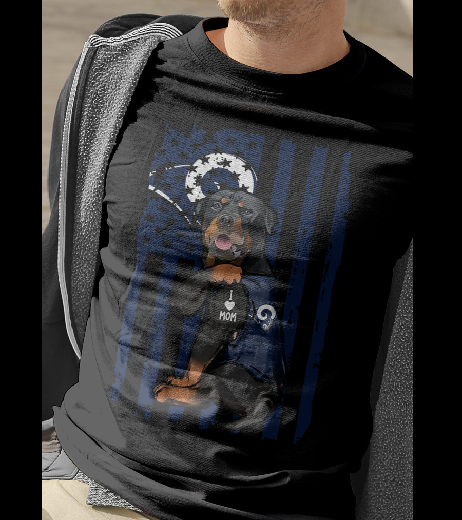 Rottweiler I Love Mom Los Angeles Rams T-Shirt