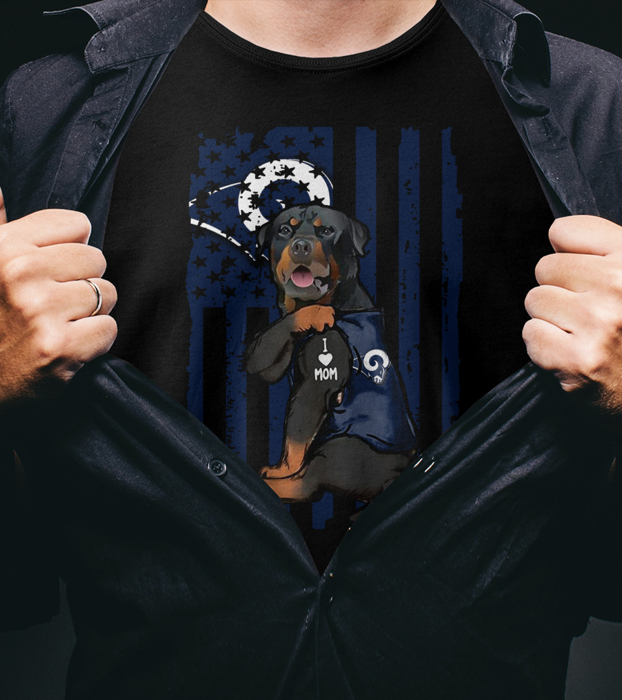 Rottweiler I Love Mom Los Angeles Rams T-Shirt