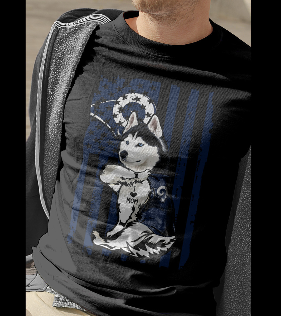Siberian Husky Los Angeles Rams Mom T-Shirt