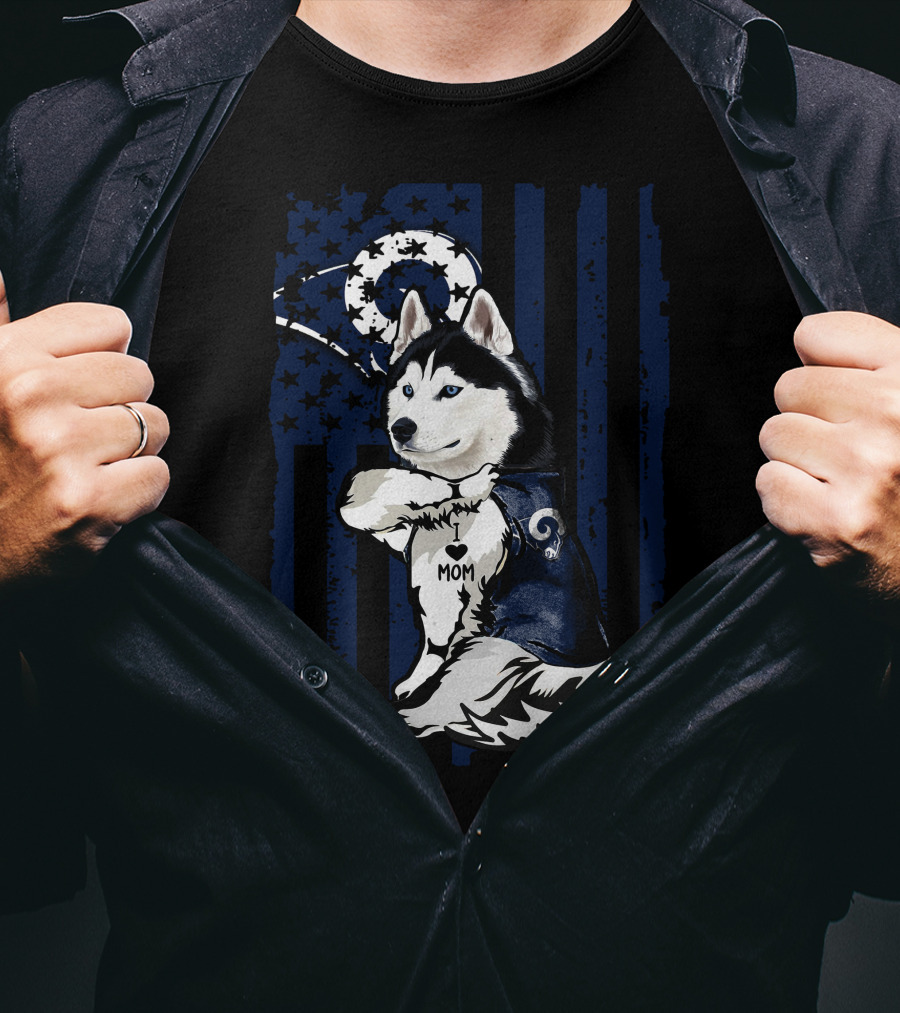 Siberian Husky Los Angeles Rams Mom T-Shirt