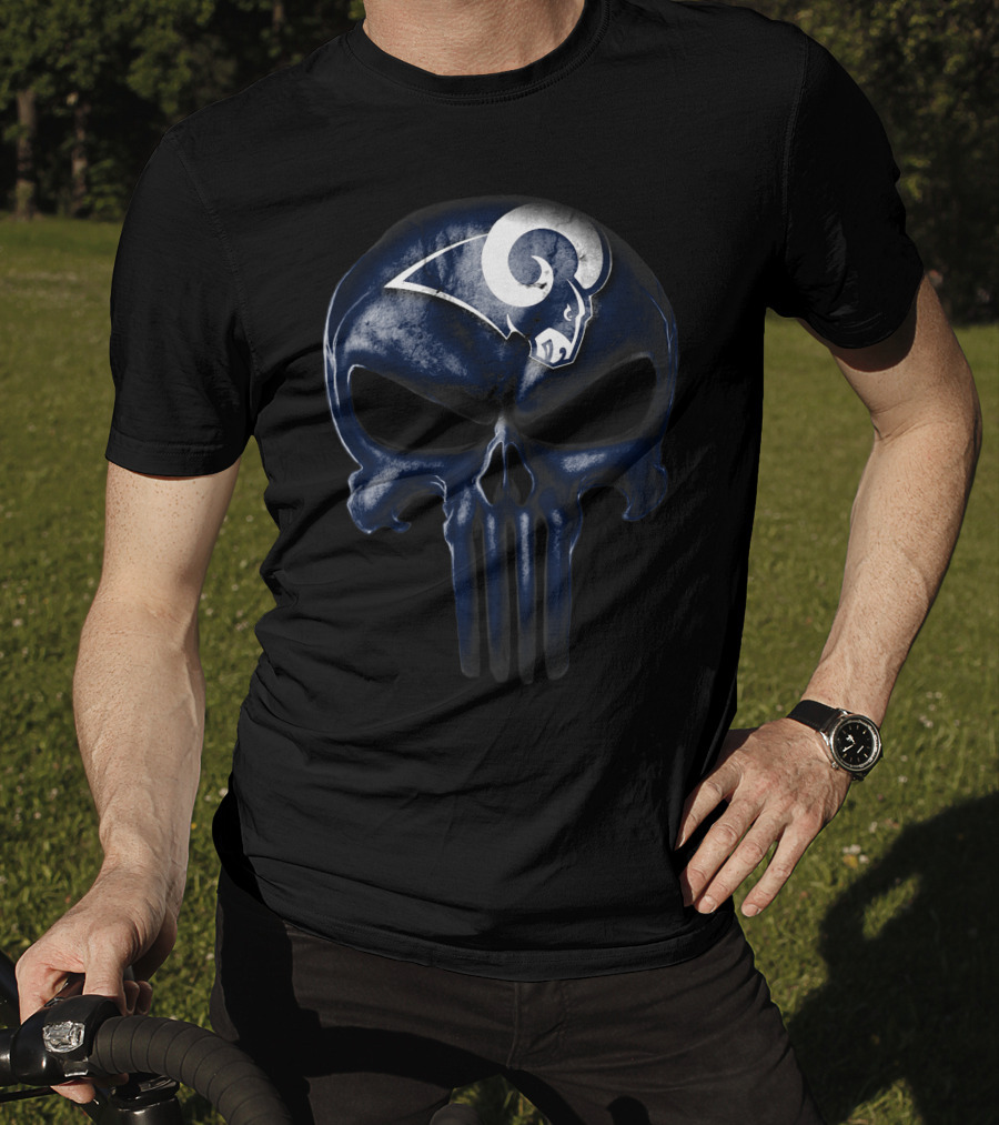 Skull Los Angeles Rams Logo Fusion T-Shirt