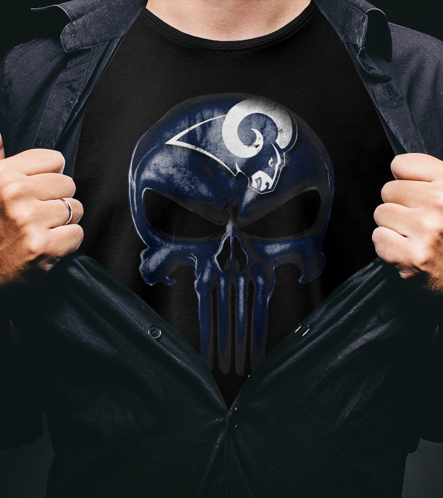 Skull Los Angeles Rams Logo Fusion T-Shirt