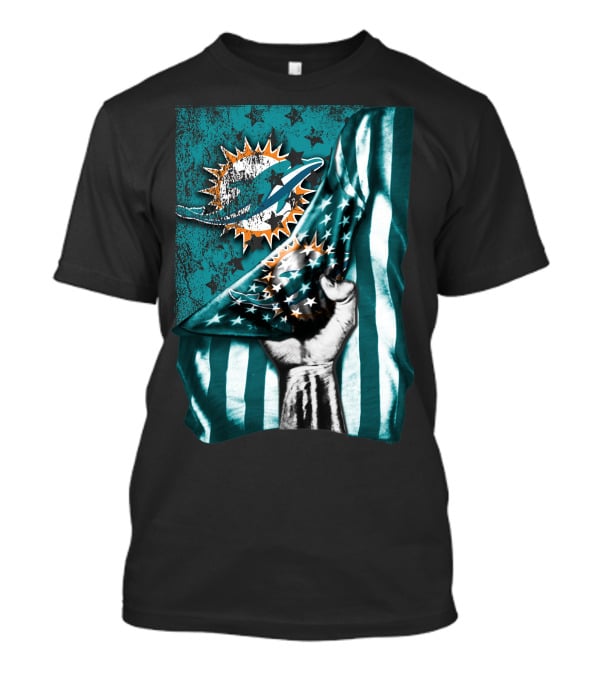 Miami Dolphins American Flag Fist T-Shirt