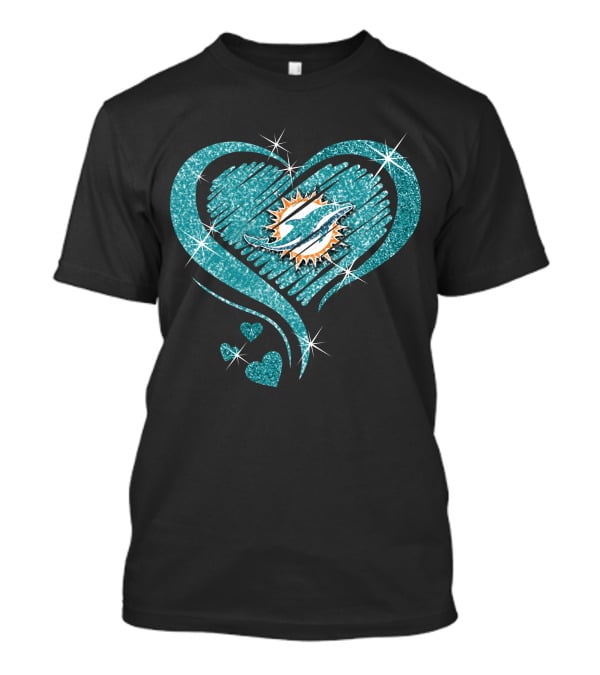 Heart Diamond Miami Dolphins Sparkling T-Shirt
