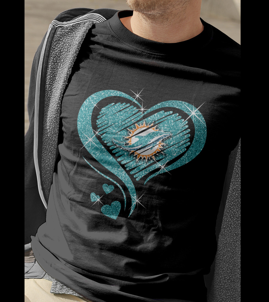 Heart Diamond Miami Dolphins Sparkling T-Shirt