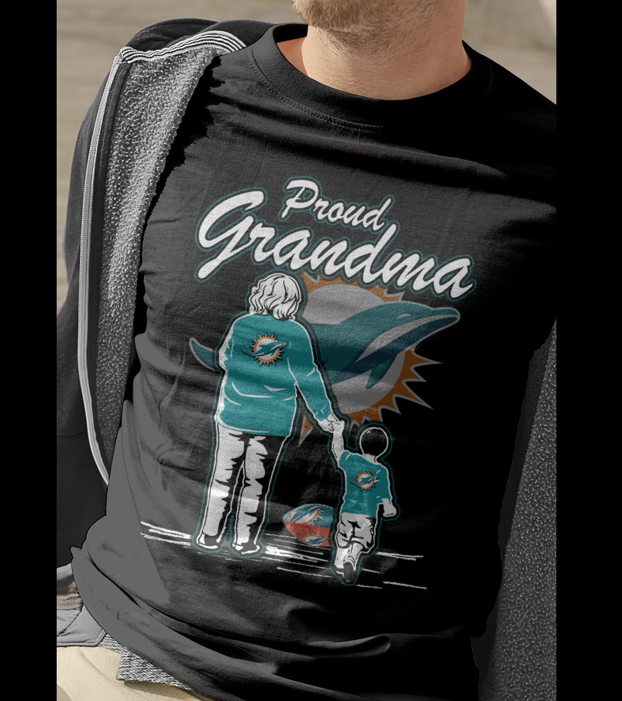 Proud Grandma Miami Dolphins Fan With Logo And Child T-Shirt