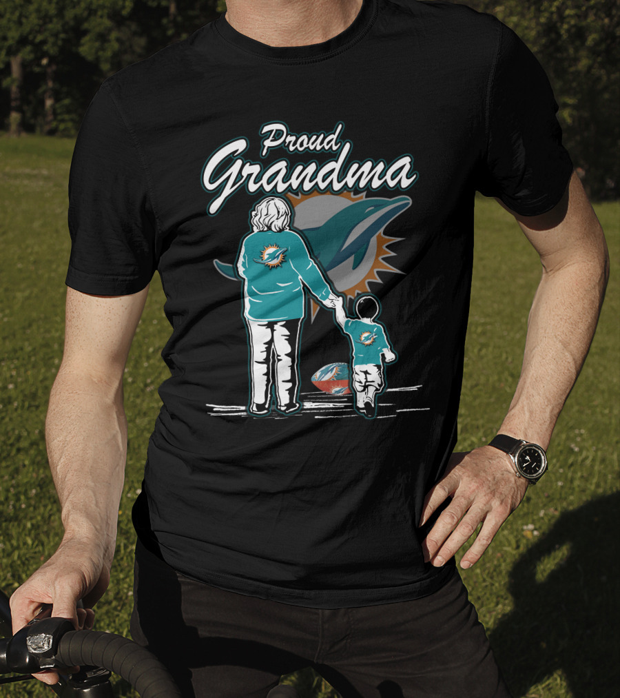 Proud Grandma Miami Dolphins Fan With Logo And Child T-Shirt