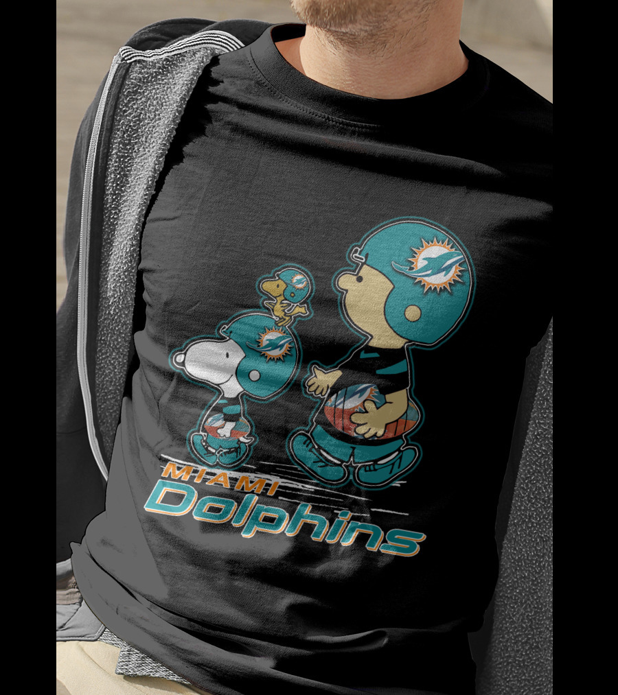 Snpfootball Miami Dolphins Peanuts Characters T-Shirt