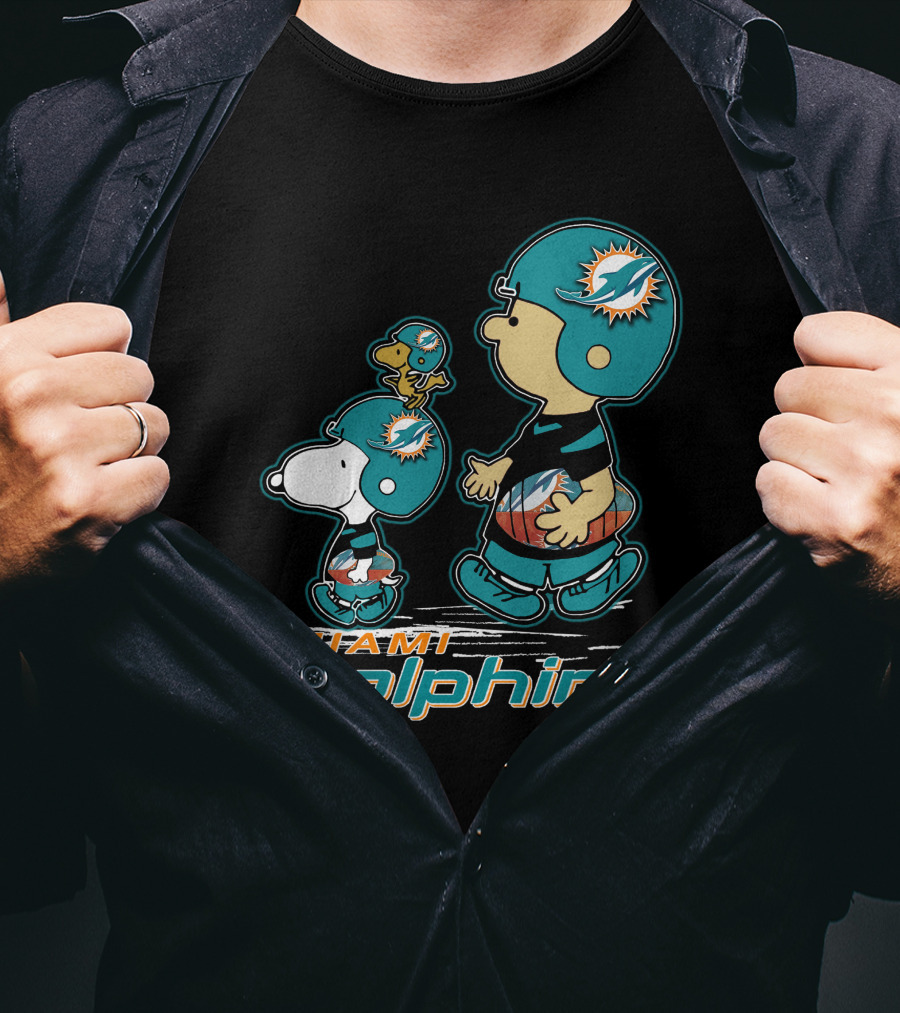 Snpfootball Miami Dolphins Peanuts Characters T-Shirt