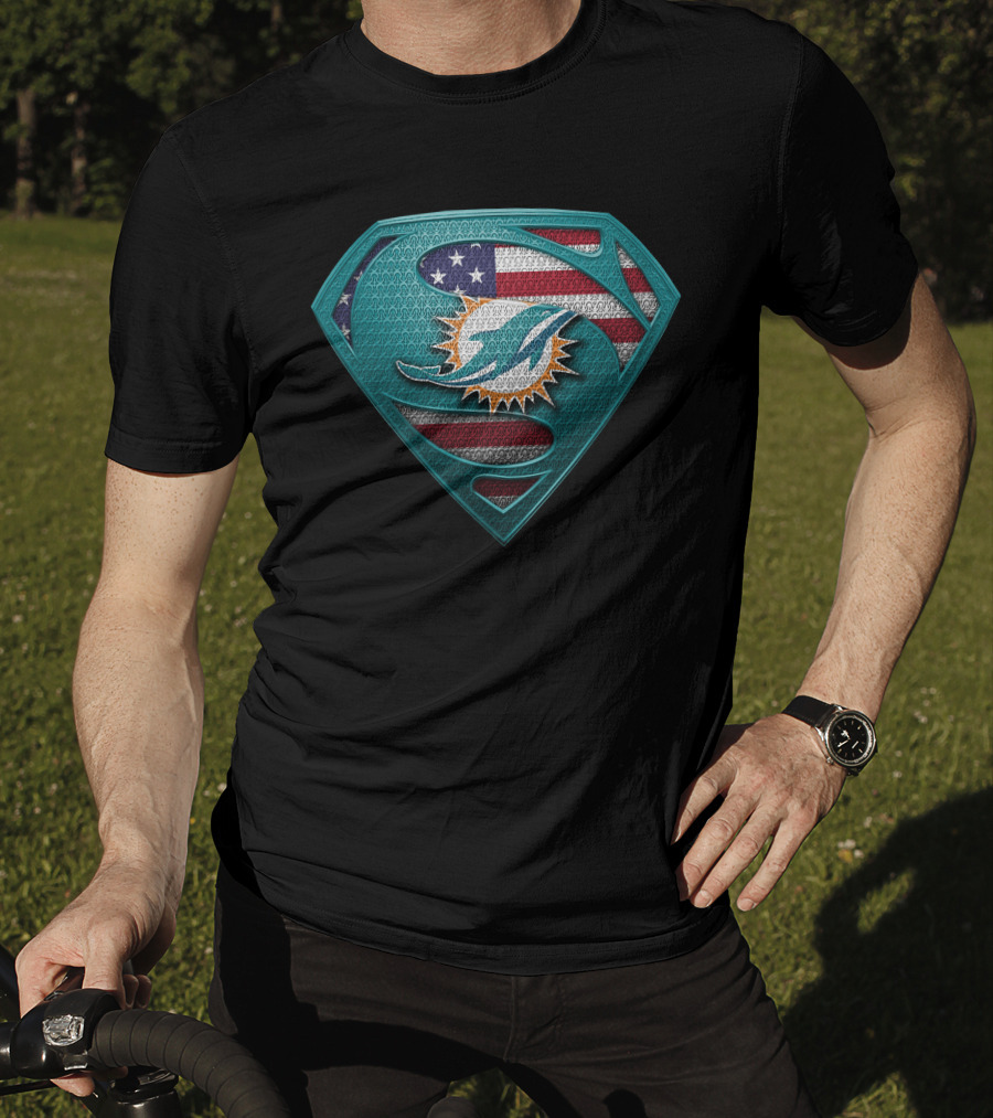 Miami Dolphins American Flag Superman T-Shirt
