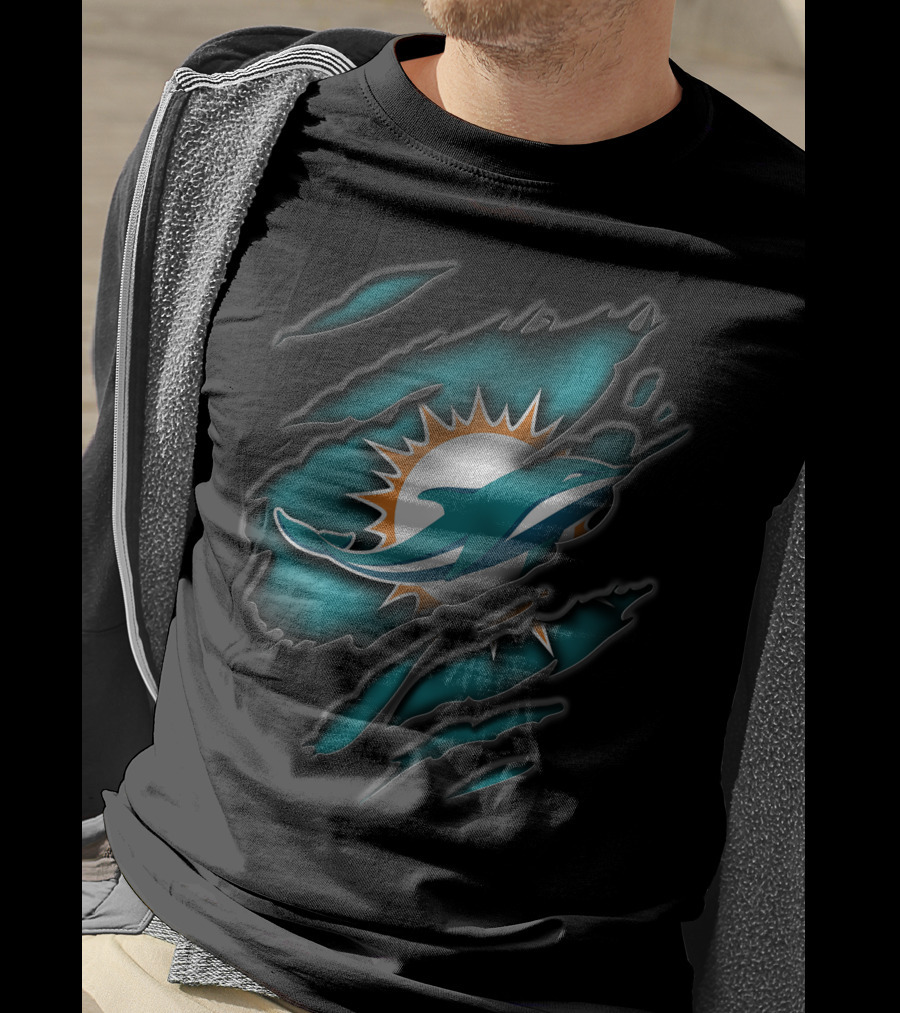 Miami Dolphins Logo Torn T-Shirt
