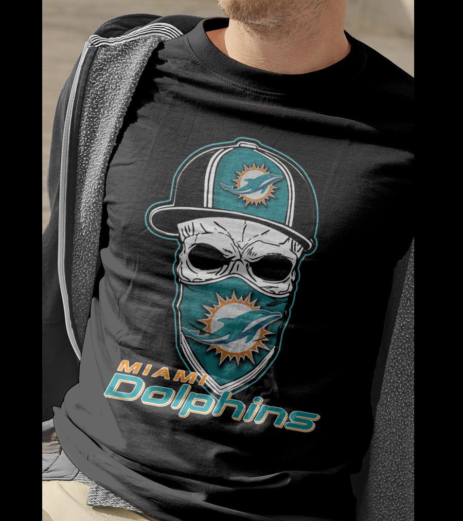 Miami Dolphins Skull Hat T-Shirt