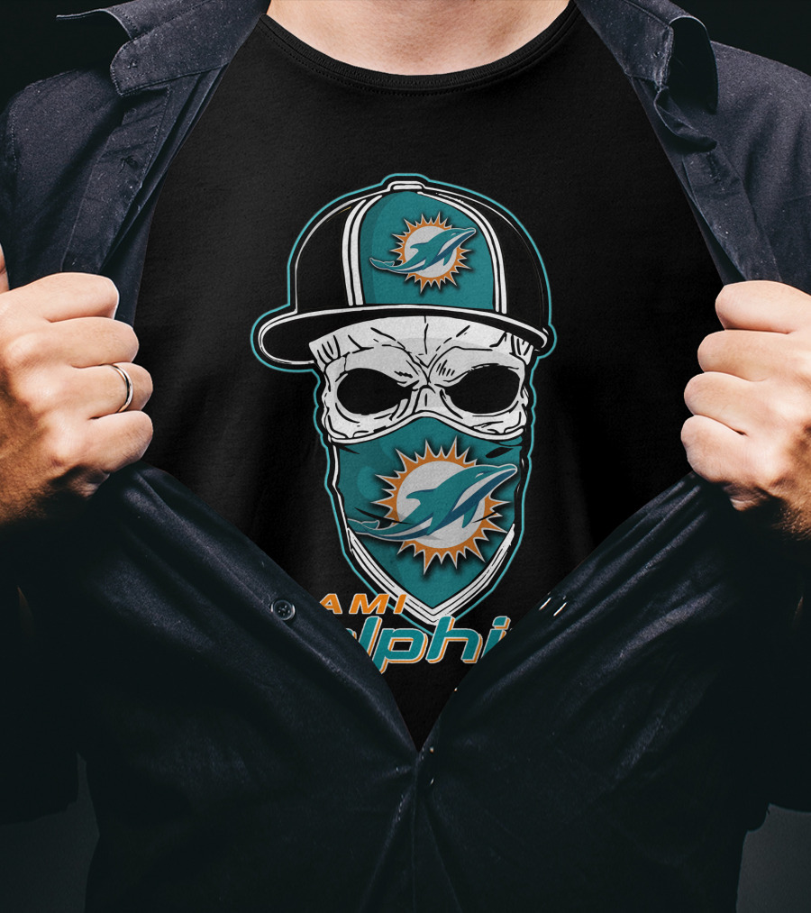 Miami Dolphins Skull Hat T-Shirt