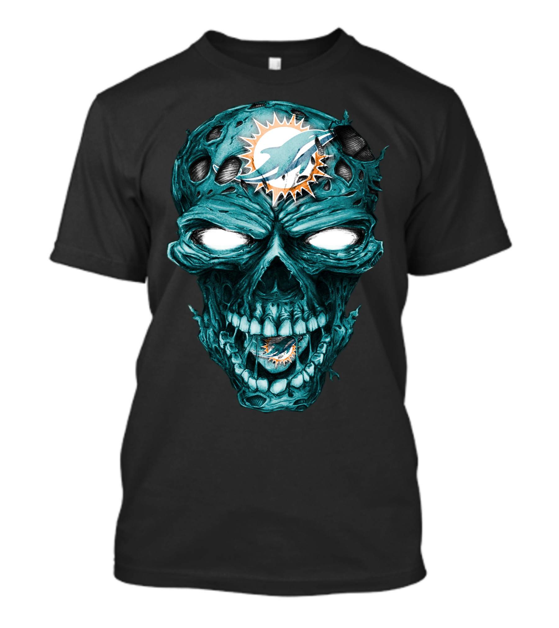 Skull Miami Dolphins Zombie Head T-Shirt