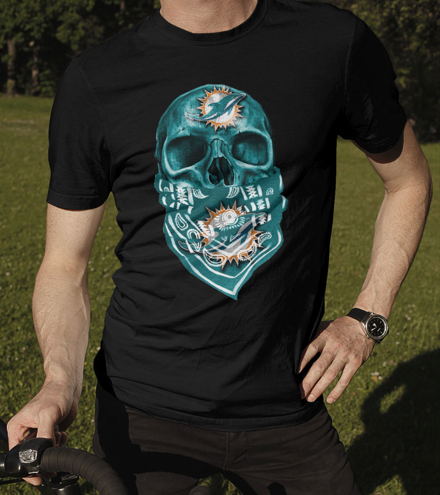 Miami Dolphins Skull Bandana T-Shirt