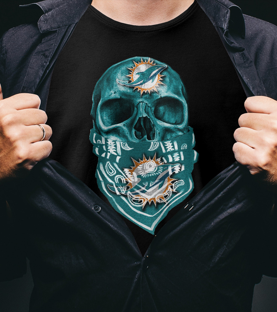 Miami Dolphins Skull Bandana T-Shirt