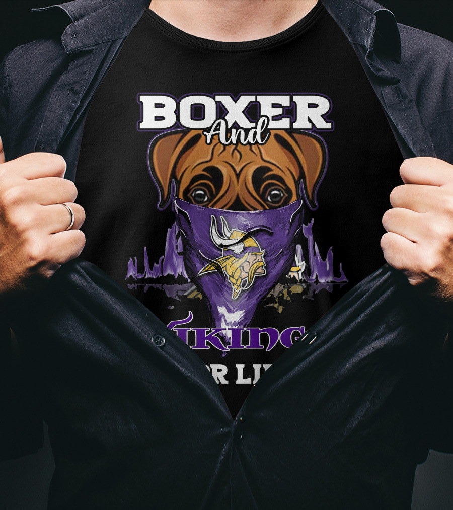 Boxer And Vikings For Life Minnesota T-Shirt