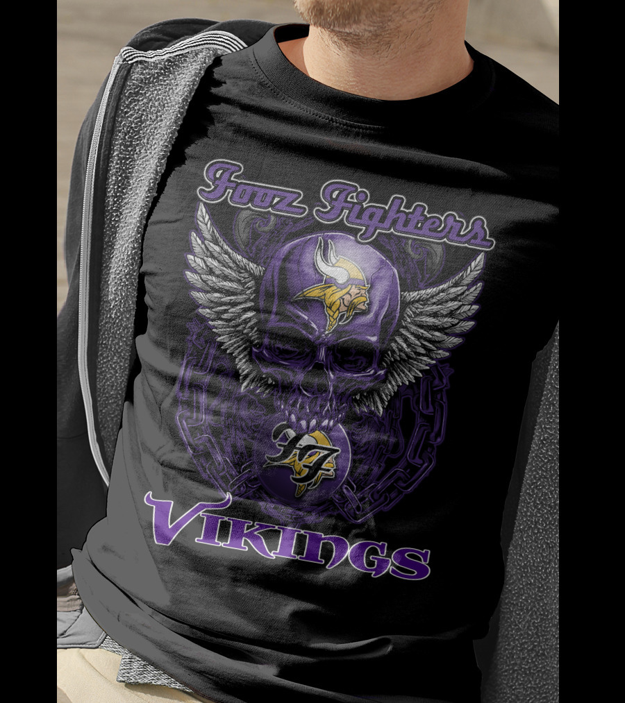 Foo Fighters Minnesota Vikings Skull Winged T-Shirt